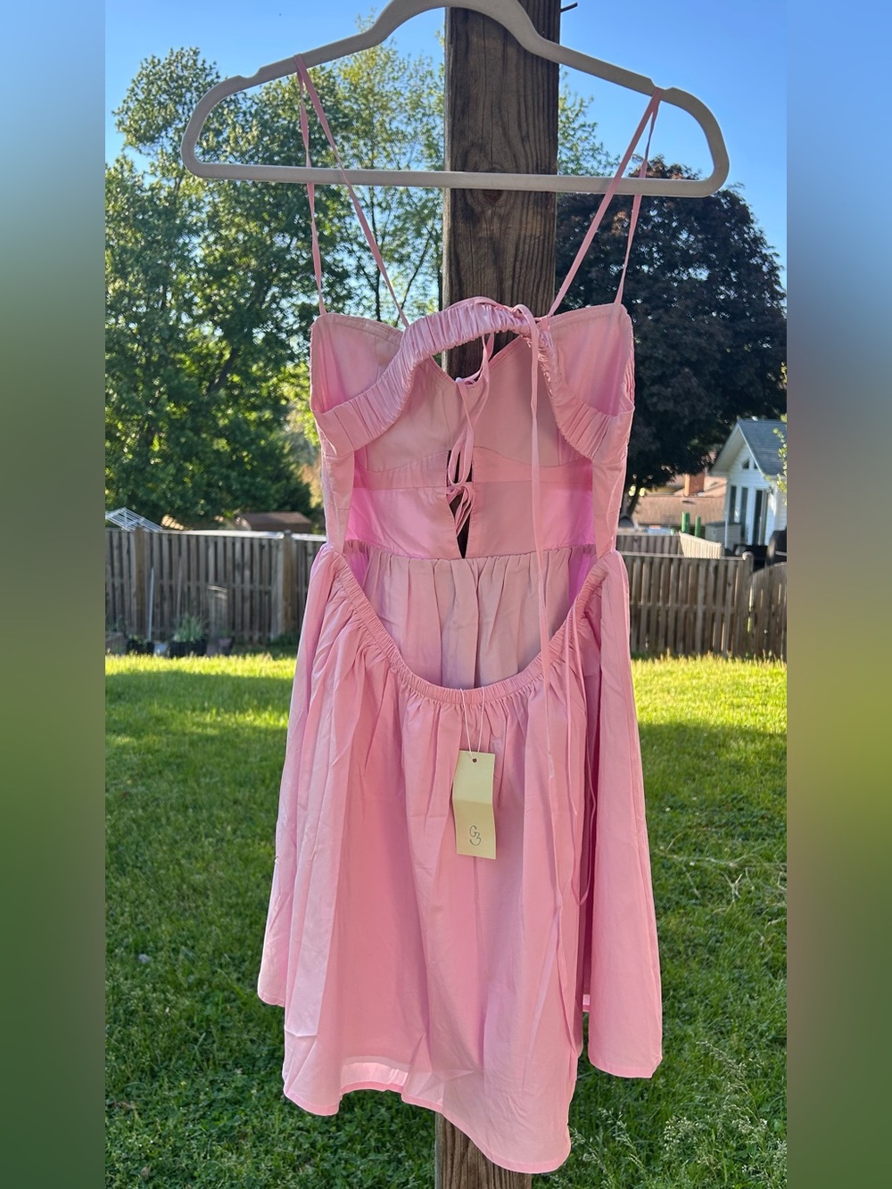 Grey Bandit Noey Dress Women’s Backless Light Pink Summer Dress Size Large NWT - Picture 5 of 14